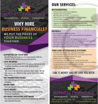 Business Financials Rack Cards